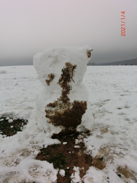 Schneemann mit Schmutzbauch