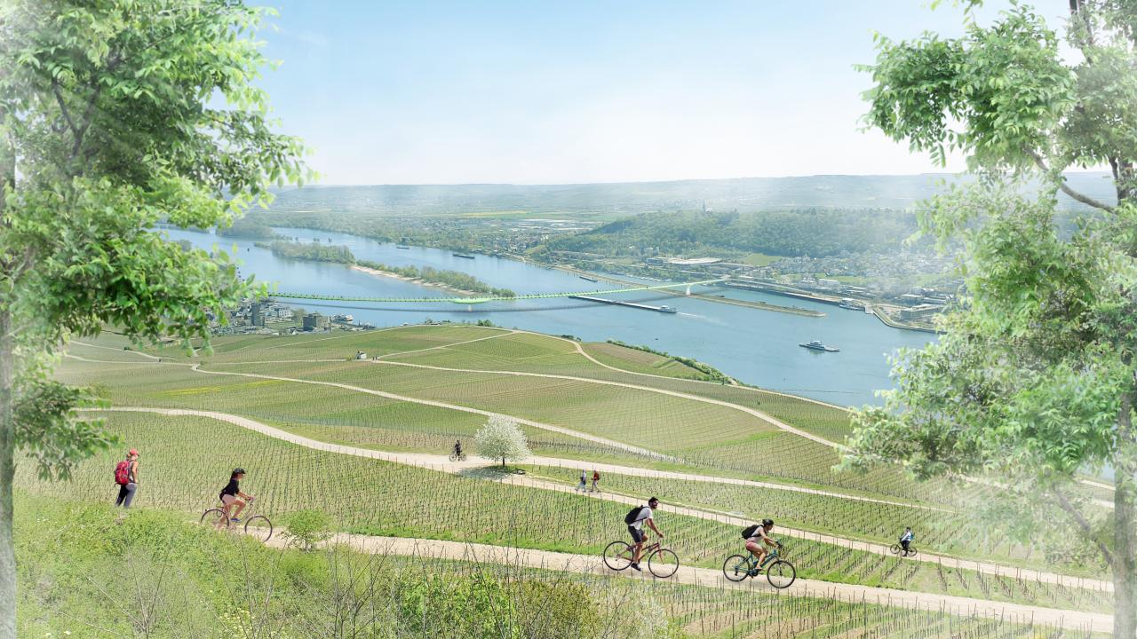 So ähnlich könnte die Rheinbrücke für Fußgänger und Radfahrer aussehen