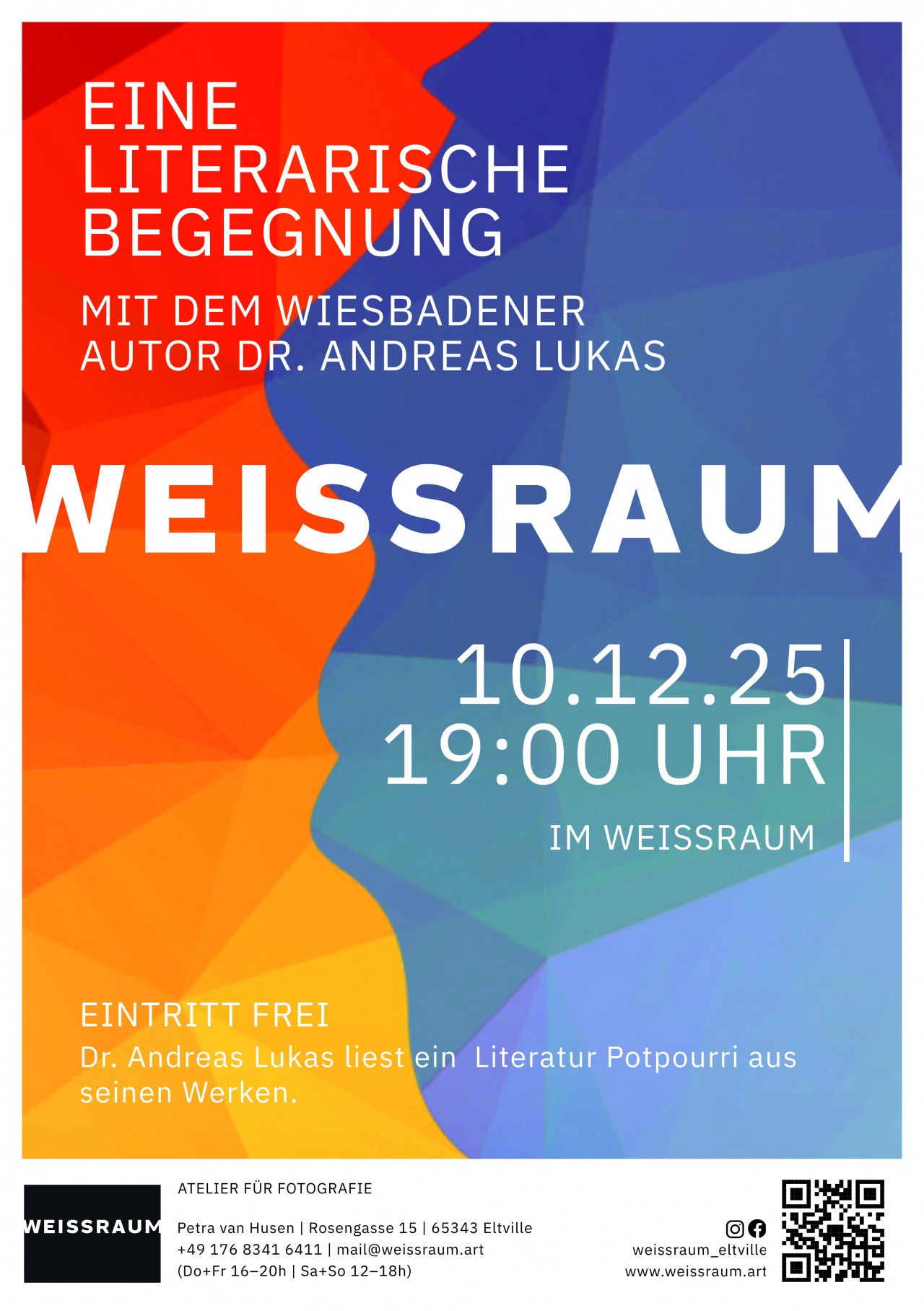 abstraktes und buntes poster mit den veranstaltungsdaten